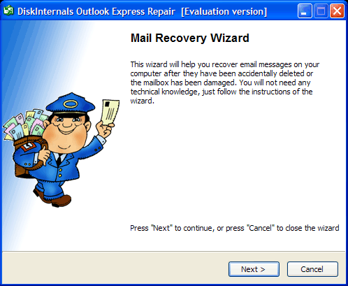 Screenshot of DiskInternals Outlook Express Repair